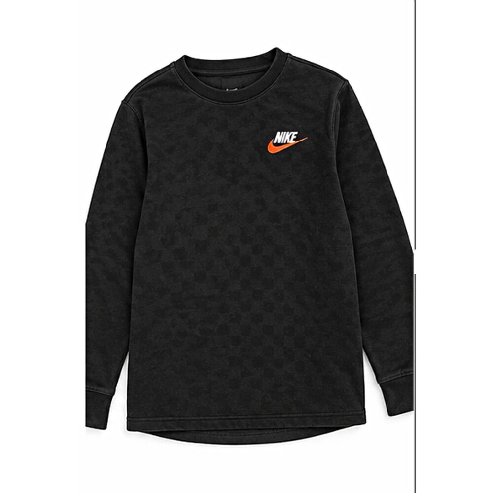 Nike Boys Black Pullover Sweatshirt Crew Neck Long Sleeve Logo Size L